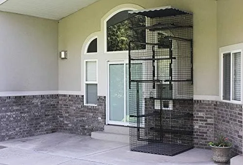 Vista 2 de 48" X 48" X 144" Black Outdoor Catio Enclosure Cat House