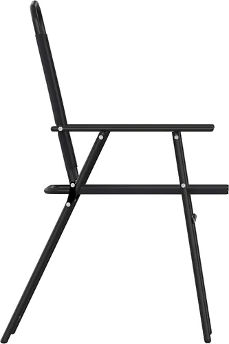 Vista 11 de Flash Furniture Mystic - Sillas plegables para patio, sillas de césped de textileno para exteriores con reposabrazos, juego de 2, color negro