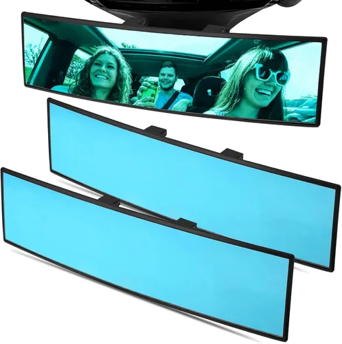 Vista 10 de Espejo retrovisor para auto de vidrio HD de 12 pulgadas, antirreflejos, con clip, panorámico, de gran angular, espejo retrovisor interior universal