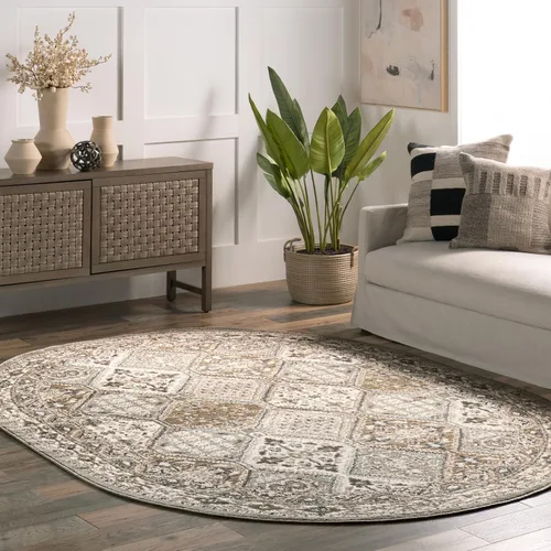 Vista 15 de nuLOOM Alfombra de Área Becca Tradicional con Diseño de Azulejos 2x3, Beige, Diseño Transicional Desvanecido, Resistente a las Manchas, Para