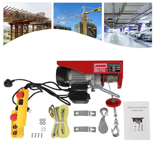 Vista 4 de Electric Hoist 1543lbs, 110V Electric Winch with Wired Remote Control Single/Double Slings, Electric Lift for Lifting in Garage Factory Attic
