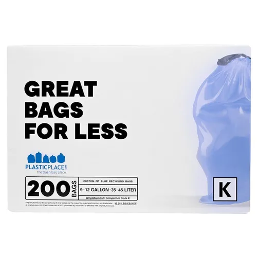 Vista 4 de Plasticplace Bolsas de basura de ajuste personalizado, compatibles con simplehuman Code K (100 unidades) con cordón azul tintado de 10 galones / 38