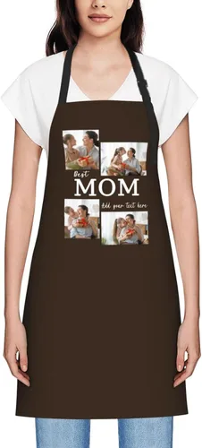 Vista 77 de Delantales personalizados para mujer, diseño de delantal de chef ajustable con nombre, textos, fotos, flores, regalos para el día de la madre