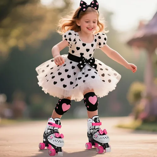 Vista 9 de Patines para niñas con lunares, color blanco, M