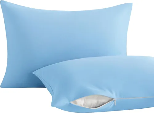 Vista 24 de NTBAY Paquete de 2 almohadas con fundas de almohada de algodón egipcio, relleno alternativo de algodón suave de 13 x 18 pulgadas, almohadas sobre