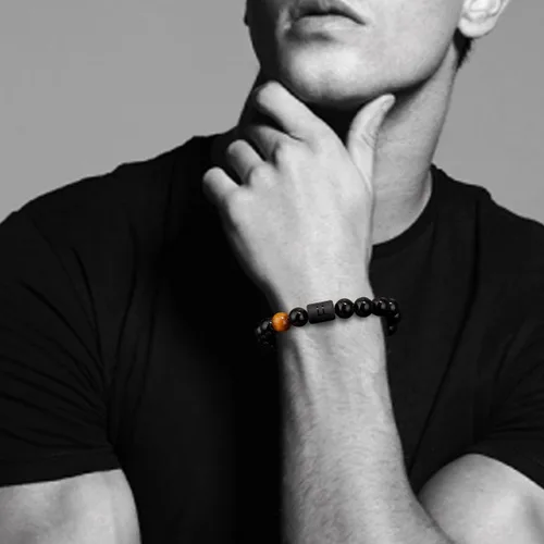 Vista 64 de SUMMER LOVE Father's Day Gifts Zodiac Bracelet for Men Women 10mm Natural Black Onyx Stone Star Sign Constellation Beaded Protection Bracelet