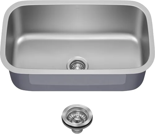 Vista 26 de Kraus KBU11 - Fregadero de cocina de acero inoxidable de 19 3/4 pulgadas, fregadero de cocina duradero de calibre 18 de un solo tazón