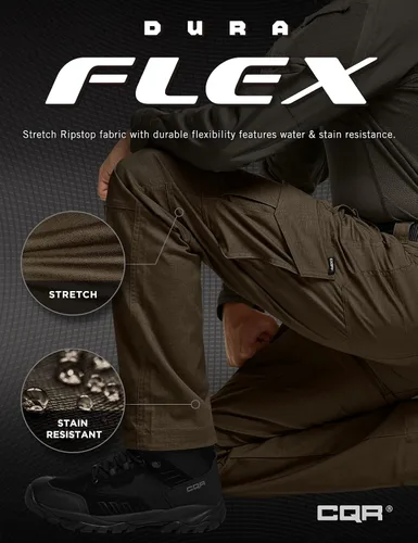 Vista 5 de CQR Men's Flex Ripstop Tactical Pants, Water Resistant Stretch Cargo Pants, Lightweight EDC Hiking Work Pants