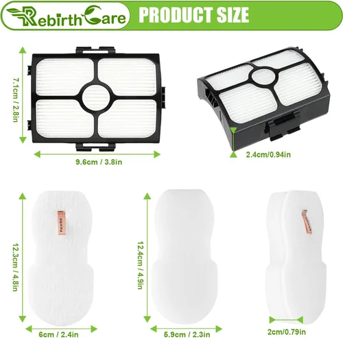 Vista 7 de Rebirthcare Filtros de repuesto HZ3000 HZ4002 para aspiradora Shark HZ4002 HZ4001AMZ HZ3002 HZ3000 Stratos, 2 HEPA+4 filtros de espuma y fieltro