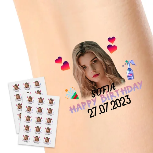 Vista 18 de Calcomanías de tatuajes temporales personalizadas, personaliza el tatuaje con nombre y foto de tu amor para fiestas de cumpleaños, Halloween
