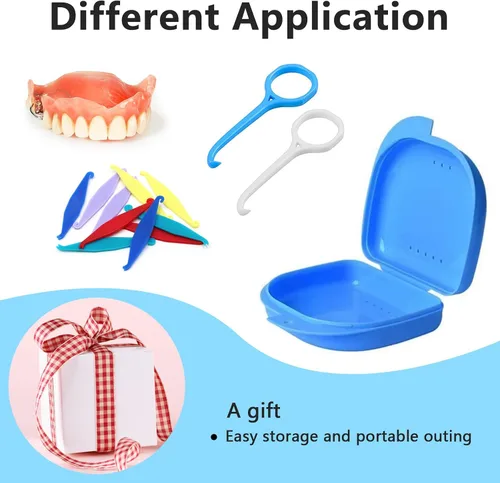 Vista 5 de Estuche de retención de ortodoncia de 2 piezas, estuche de retenedor, funda de dentadura con orificios de ventilación para protector bucal y hilo