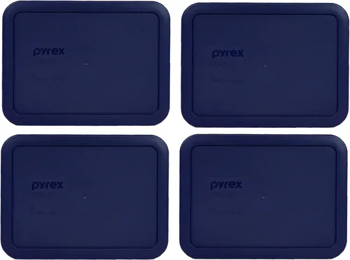 Vista 4 de Pyrex 7210-PC Tapas rectangulares para platos de vidrio, color azul, 3 tazas, Azul oscuro, azul marino