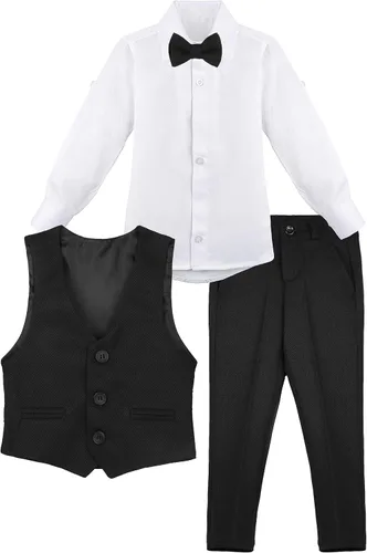Vista 3 de Lilax Traje formal para niños de 4 piezas, chaleco, pantalones y corbata