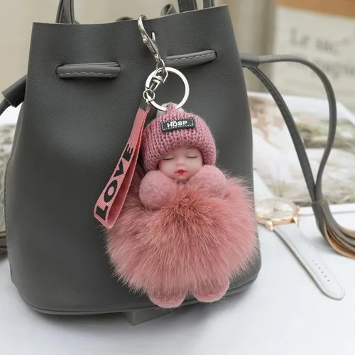 Vista 3 de Llaveros de muñeca mullidos para dormir, gorro de punto, multicolor, accesorios para mujeres y hombres