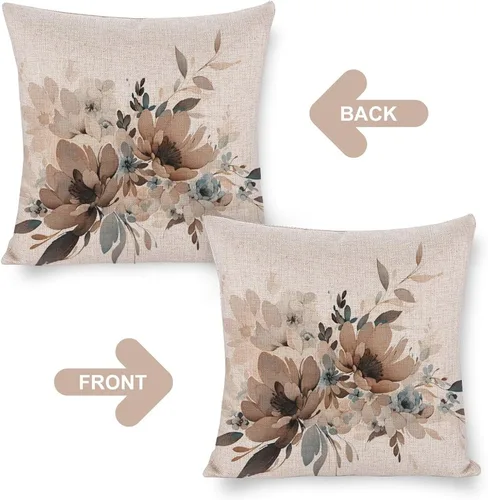 Vista 3 de Fundas de cojín decorativas modernas de lino con diseño de flores en acuarela, decoración del hogar al aire libre, primavera y verano, margaritas