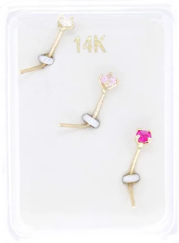 Vista 7 de Lavari - Juego de anillos para nariz de circonio cúbico de oro de 14 quilates, 0.079in, color blanco y rosa