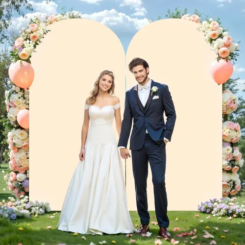 Vista 159 de Baby Blue Arch Backdrop Cover, 6FT Spandex Fitted Wedding Arch Stand Covers Round Top Chiara Backdrop Cover for Birthday Party Ceremony Banquet Azul