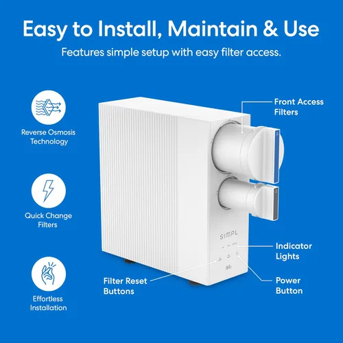 Vista 3 de Sistema de filtro de agua sin tanque Brio SIMPL de ósmosis inversa para agua potable limpia Filtración RO de 0.0001 micras de 4 etapas debajo