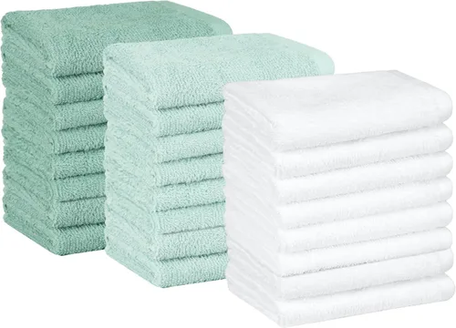 Vista 9 de Amazon Basics Toallas de algodón para la cara, suaves, absorbentes, paquete de 12, color negro, 12 x 12 pulgadas