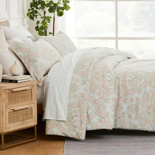 Vista 37 de Southshore Fine Linens - Juego de fundas para edredón de gran tamaño, 3 piezas 22 - Boho Paisley Azul Ceniza