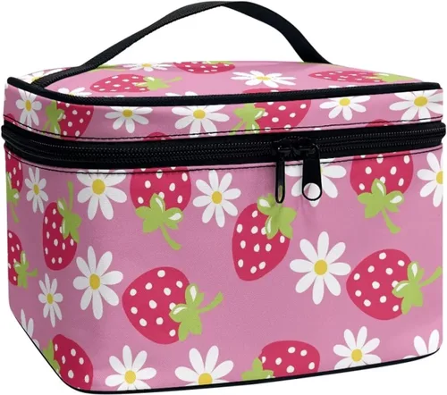 Vista 26 de Flashideas Bolsa de maquillaje para cosméticos Almacenamiento vertical Bolsa de maquillaje de viaje de gran capacidad, Caballo Azteca 1