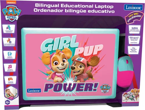 Vista 3 de Lexibook, Paw Patrol, portátil educativo y bilingüe en inglés/español, juguete para niños con 124 actividades para aprender, jugar juegos y música
