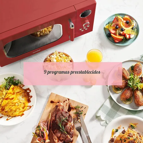 Vista 5 de COMFEE' CM-M093ARD - Horno microondas retro con 9 programas preestablecidos, cocción rápida de varias etapas, función de reinicio del plato