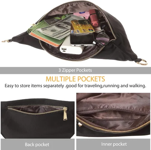 Vista 3 de INICAT Riñoneras para mujer, riñoneras de moda, bolsa pequeña con correa ajustable para viajes y deportes