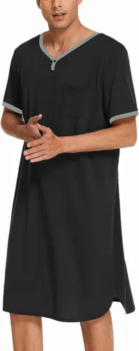 Vista 4 de Ekouaer - Camisón de dormir para hombre con manga corta y cómoda