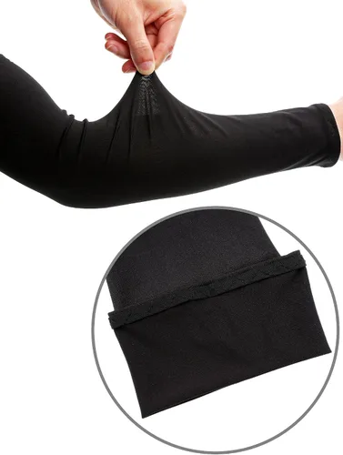 Vista 4 de 8 pares de mangas de enfriamiento unisex con protección UV para brazo de seda de hielo, Negro, M