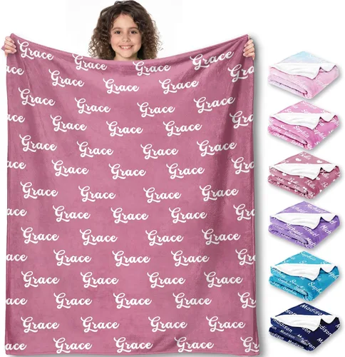 Vista 9 de Yofair Se envía al día siguiente, manta personalizada regalos para niñas adolescentes, manta personalizada con nombre, manta de franela para niñas