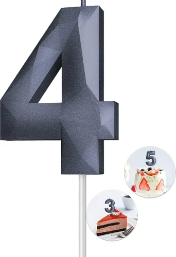 Vista 166 de Velas de cumpleaños con números (0 velas negras), forma de diamante 3D, decoración de pastel de feliz cumpleaños para niños y hombres, cumpleaños