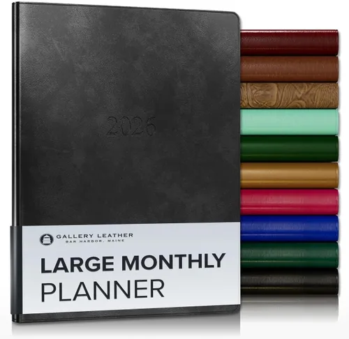 Vista 110 de Gallery Leather Agenda mensual grande 2026-2027 Acadia Navy Acadia Marina