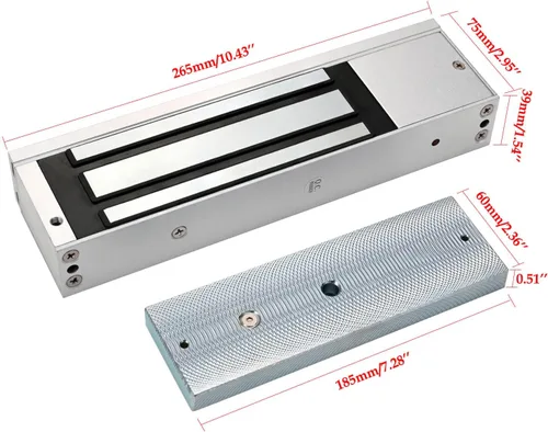 Vista 5 de Cerradura electromagnética 1200LBS 500KG Fuerza de sujeción Cerradura de puerta magnética eléctrica 12V Modo NC a prueba de fallas para sistema
