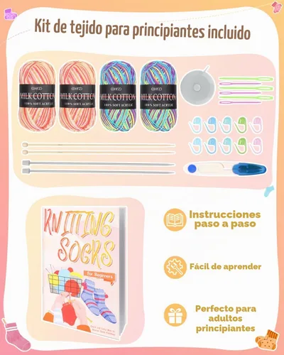 Vista 4 de Katech Kit de tejido para adultos principiantes con instrucciones paso a Azul 2