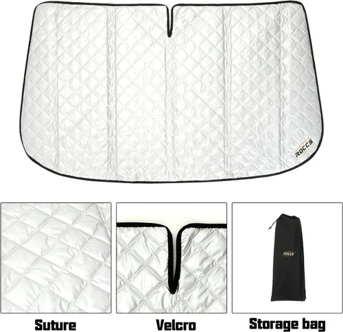 Vista 4 de ROCCS Parasol para parabrisas más grueso compatible con Mercedes Benz Sprinter Freightliner Cargo Crew 2007-2025, parasol plegable con diseño
