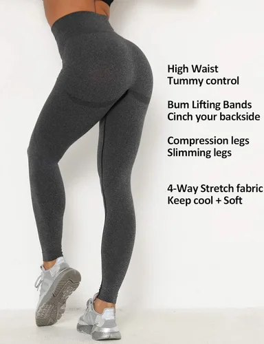 Vista 5 de MANIFIQUE Leggings sin costuras para mujer con cintura alta ajustados para hacer gimnasia yoga modeladores de abdomen deportivos de alta compresión