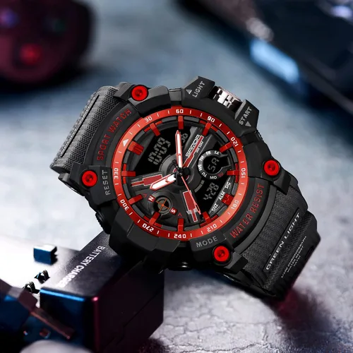Vista 3 de KXAITO Men's Analog Sports Watch Military Watch Outdoor LED Stopwatch Digital Electronic Large Dual Display Waterproof Tactical Army Wrist Watches