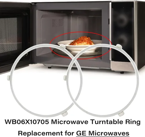 Vista 3 de 2 anillos giratorios de microondas WB06X10705 de 9.53 pulgadas de repuesto para microondas GE, rodillo de anillo giratorio, soporte de bandeja