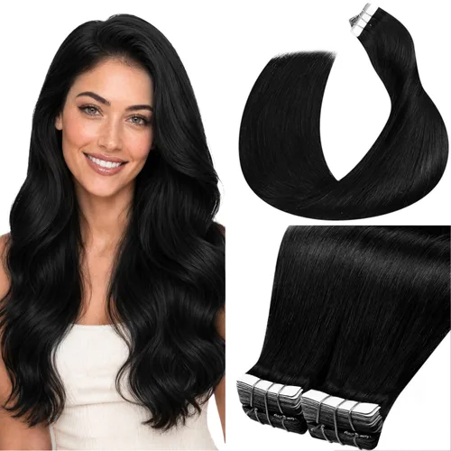 Vista 90 de LaaVoo - Extensiones de cabello humano con cinta adhesiva, color marrón a rubio ceniza, extensiones de cabello humano real, cintas en extensiones