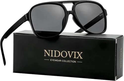 Vista 2 de NIDOVIX Gafas de sol polarizadas clásicas estilo aviador vintage para hombres y mujeres, marco grande, retro, de los años 70