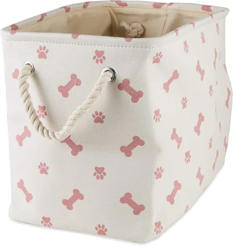Vista 23 de Bone Dry Pet Storage Collection - Estampado de patas y huesos, rectángulo pequeño, 14 x 8 x 9 pulgadas, color negro