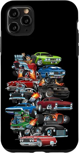 Vista 12 de Funda para iPhone 13 Hotrods, autos clásicos, coches musculosos y carros de carreras