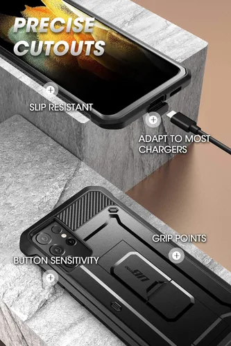 Vista 6 de SUPCASE Funda para Samsung Galaxy S21 Ultra con soporte (Unicorn Beetle Pro), [marco frontal integrado y clip para cinturón]