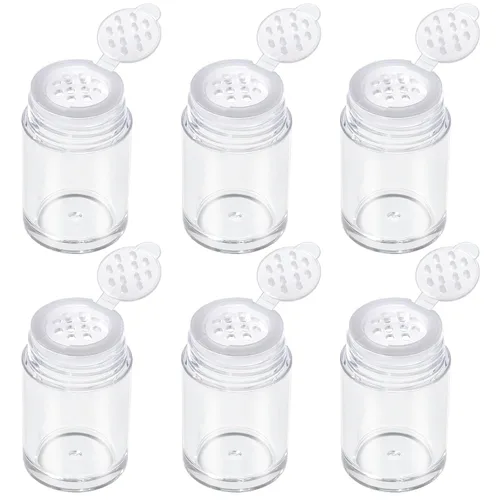 Vista 11 de RAYNAG 6 botellas vacías de polvo suelto para viajes, cosméticos con purpurina en polvo, para sombra de ojos, botella agitadora con tamiz y tapas