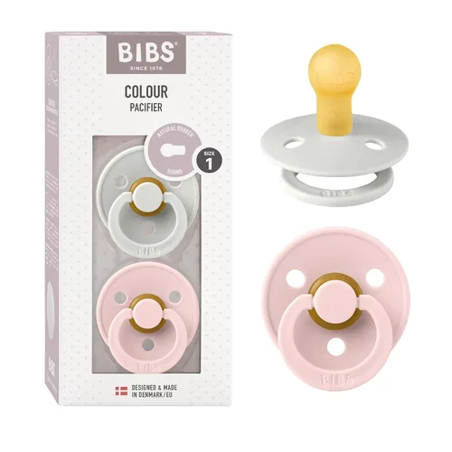 Vista 122 de BIBS - Paquete de 2 chupetes para bebés, goma natural libre de bisfenol A, hechos en Dinamarca, colección Colour, para bebés de 18+ meses, azul bebé