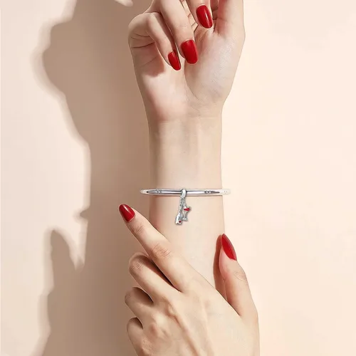 Vista 3 de KunBead Dijes de cristal para botella de vino con forma de corazón para mujeres y niñas, regalos de cumpleaños compatibles con pulseras Pandora