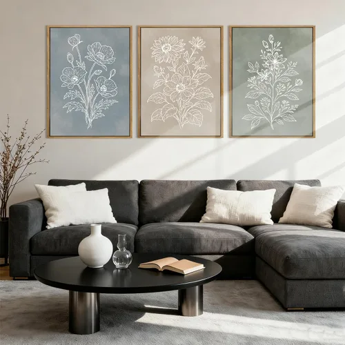 Vista 3 de Anyzal Arte botánico de pared de granja, pintura floral, arte bohemio de plantas para sala de estar, dormitorio, comedor, 12 x 16 pulgadas, juego