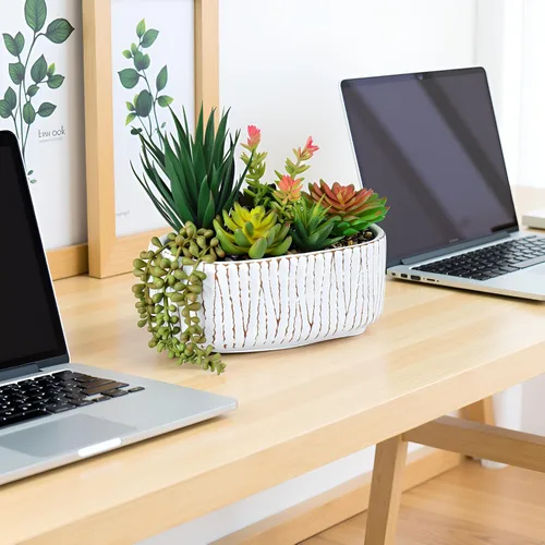 Vista 7 de Plantas artificiales para el hogar, suculentas artificiales de 8.7 pulgadas en macetas para decoración de escritorio de oficina y decoración