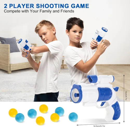 Vista 3 de Juego de disparos para niños de 3, 4, 5, 6, 7, 8, 9 y 10 años, 2 mini pistolas espaciales y objetivo, 12 bolas de espuma, juguetes de regalo ideales